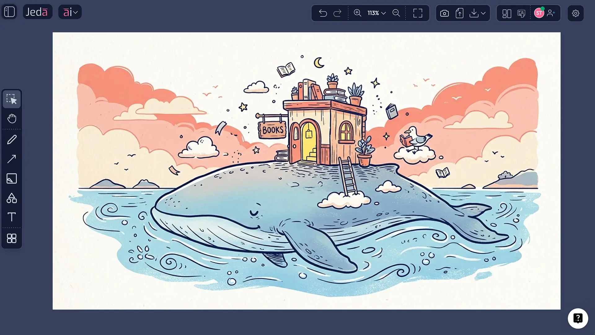 Whimsical doodle illustration AI prompt example output