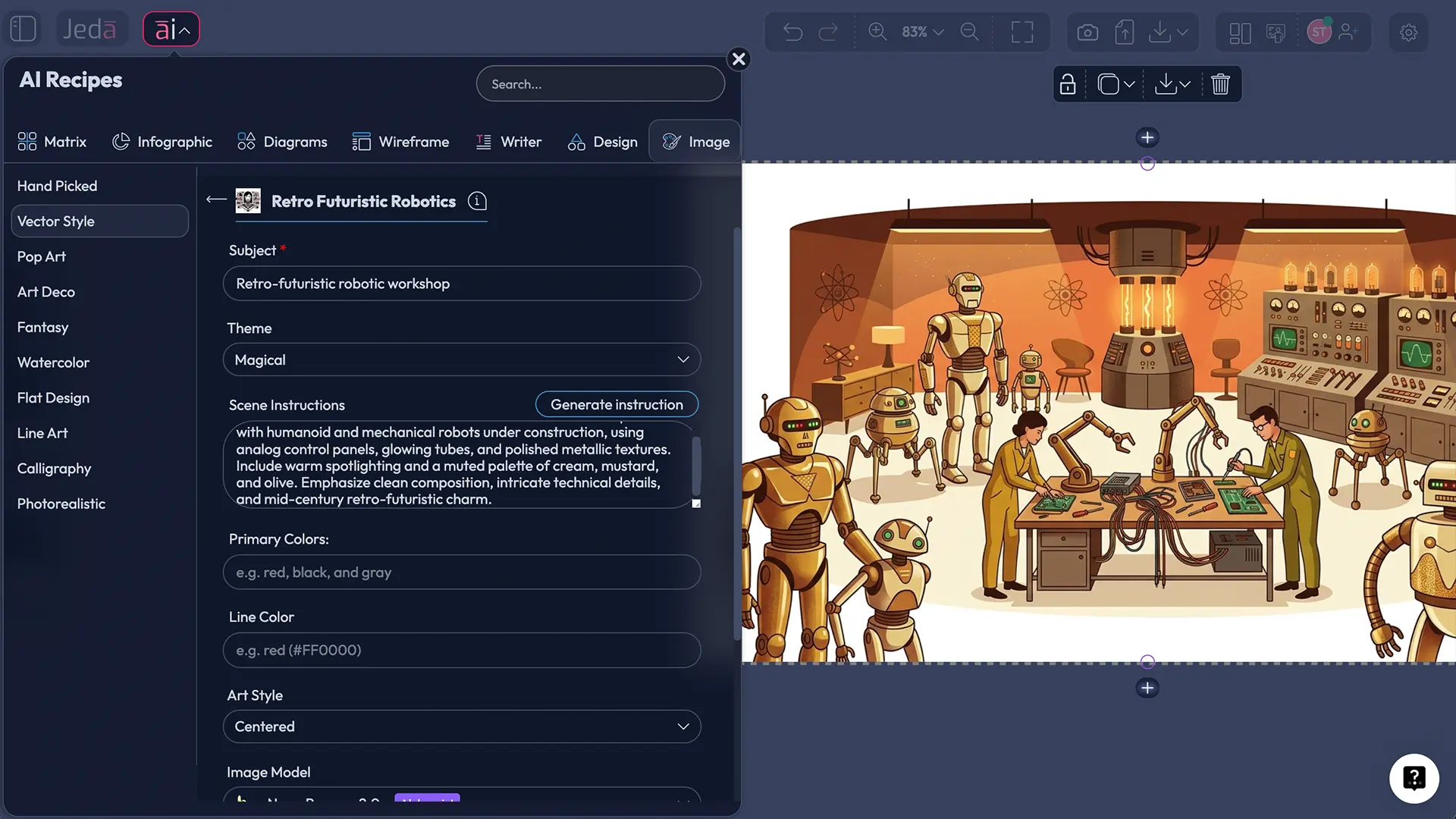 Retro Futuristic Robotics AI Art recipe form