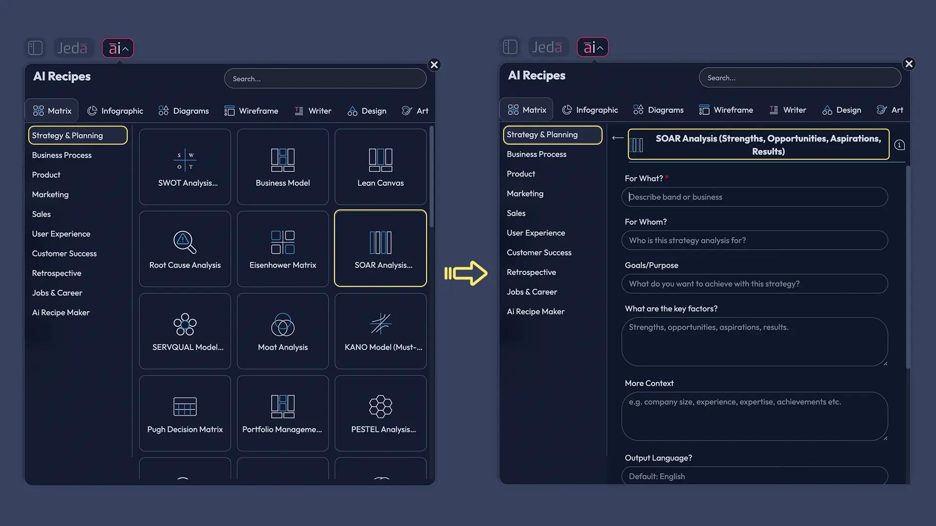 SOAR analysis recipe in AI Menu