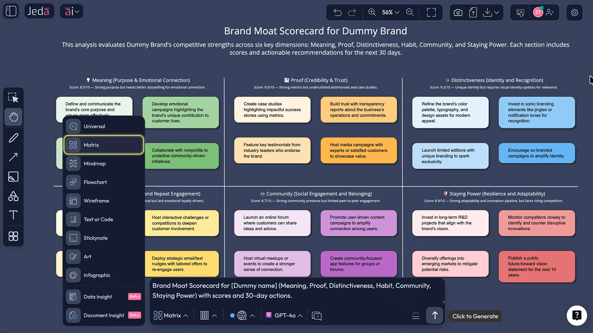 Jeda.ai Prompt Bar selecting Matrix command