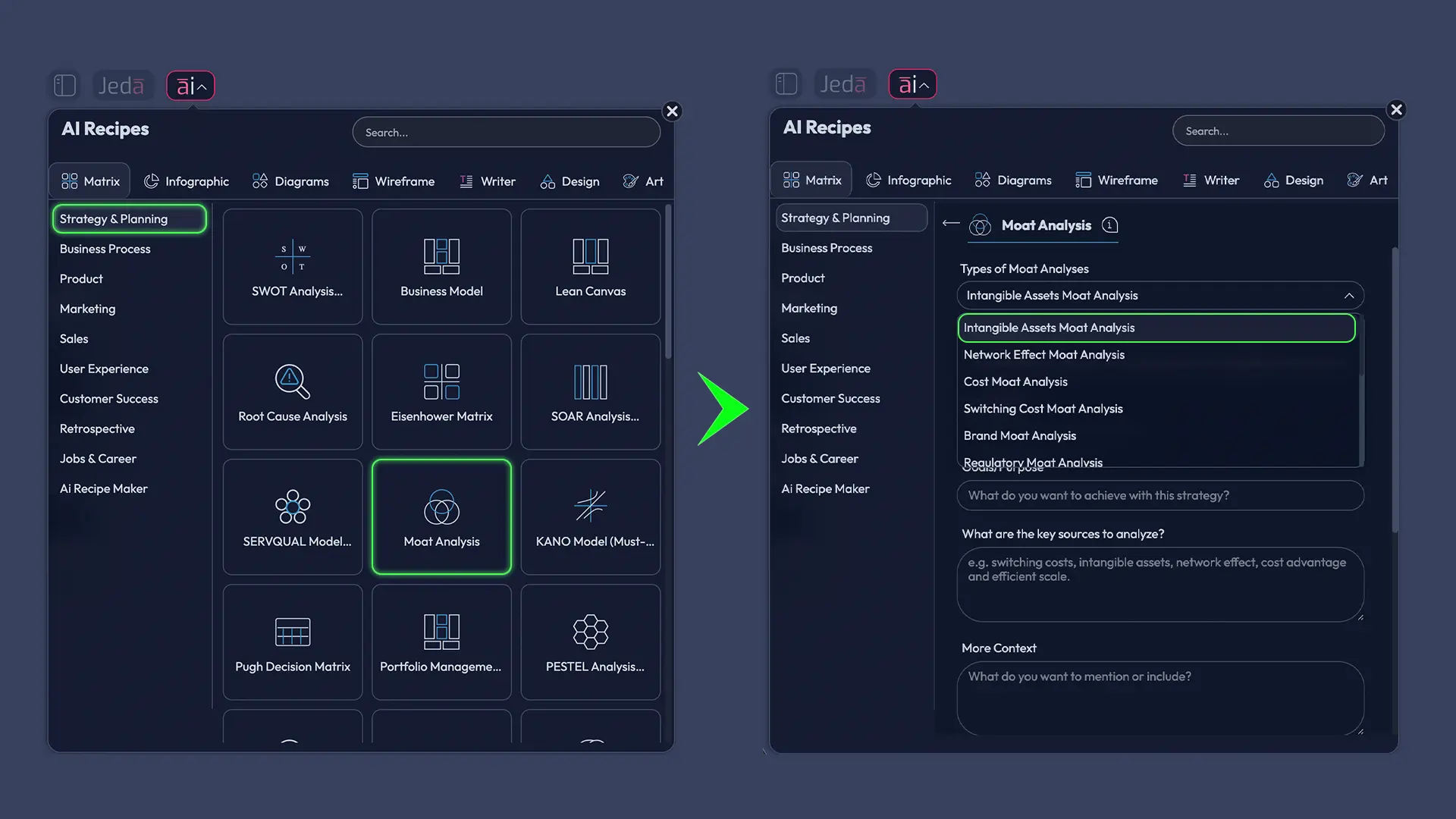 Jeda.ai Prompt Bar with Matrix command