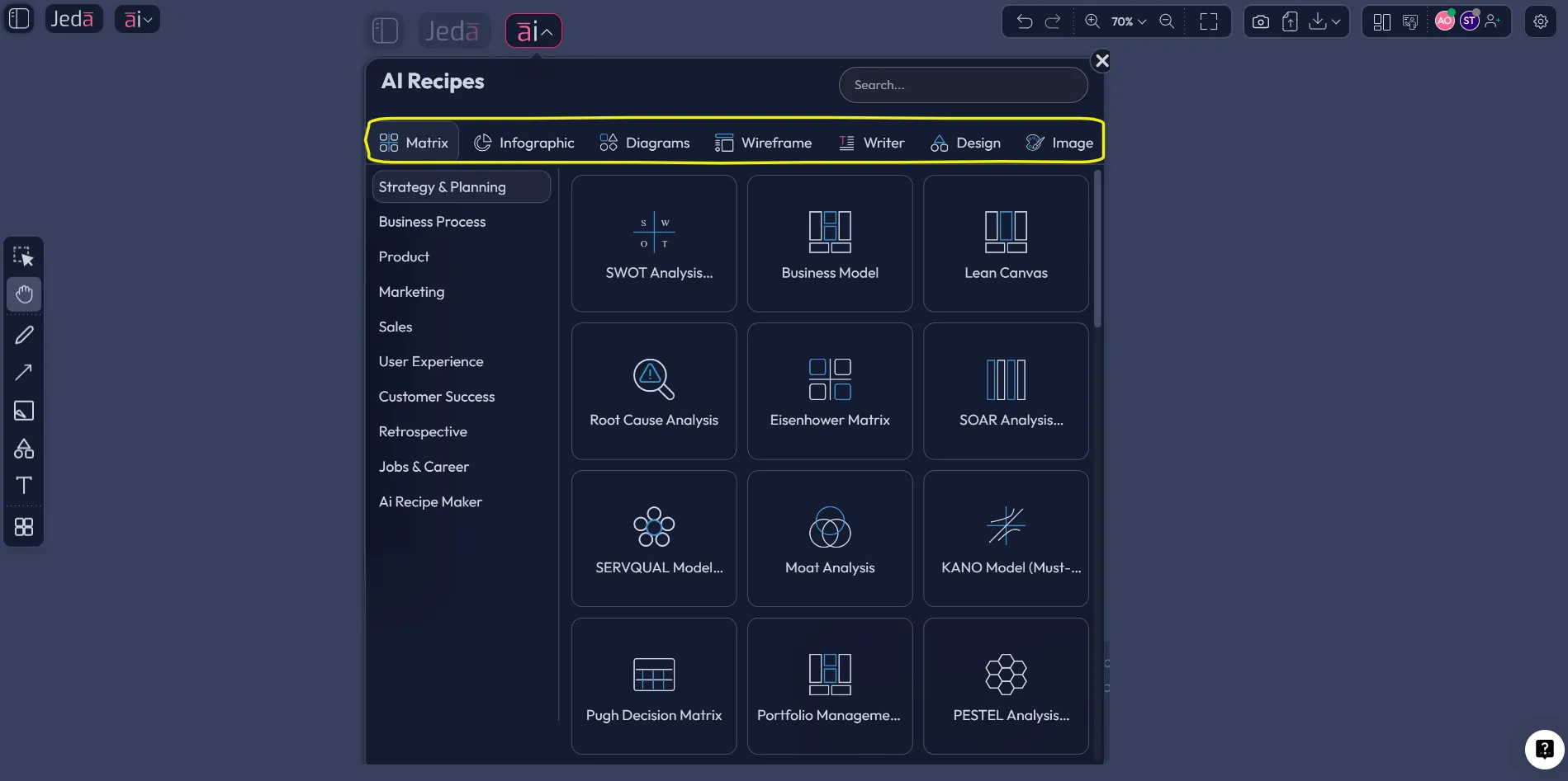 AI Menu for online whiteboard remote teaching
