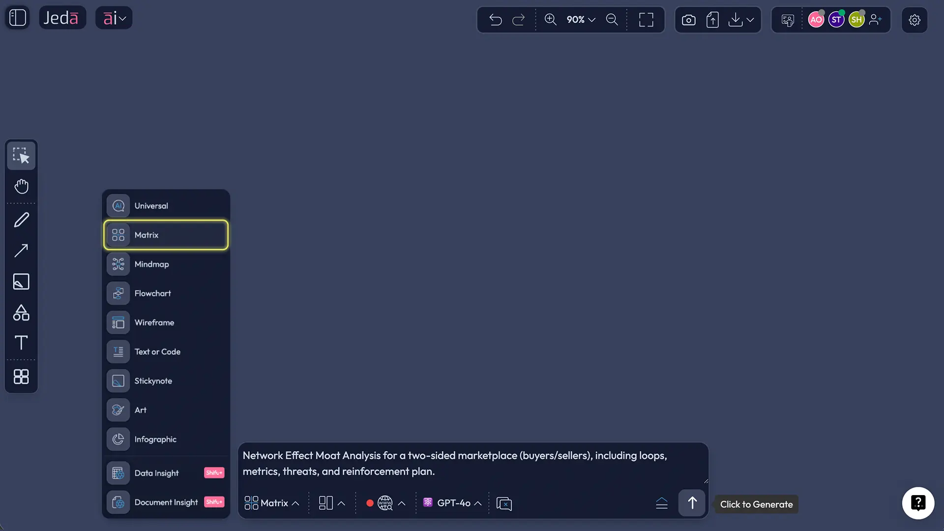 Jeda.ai Prompt Bar for Matrix command