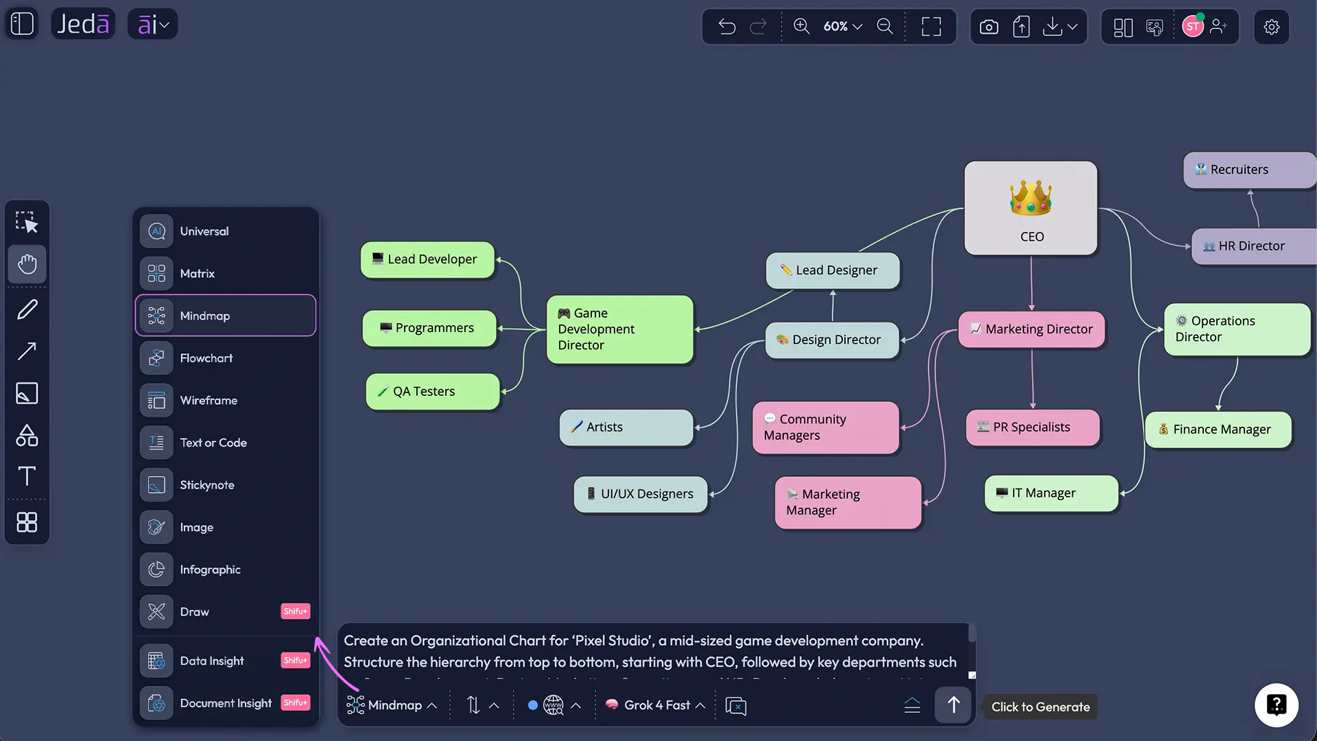Prompt Bar for Org Chart Diagram with AI